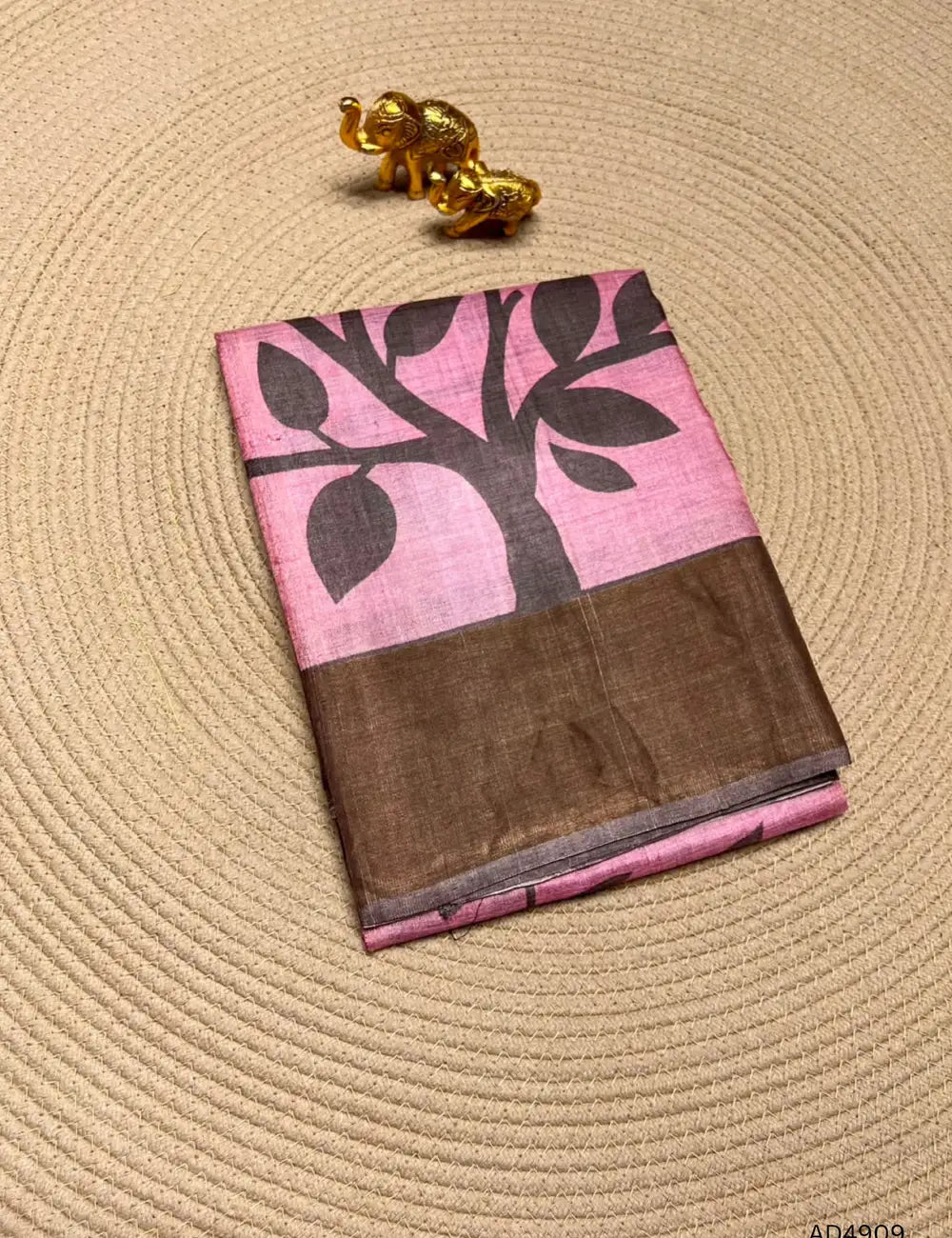 Pink & Brown - Pure Desi Tussar Saree