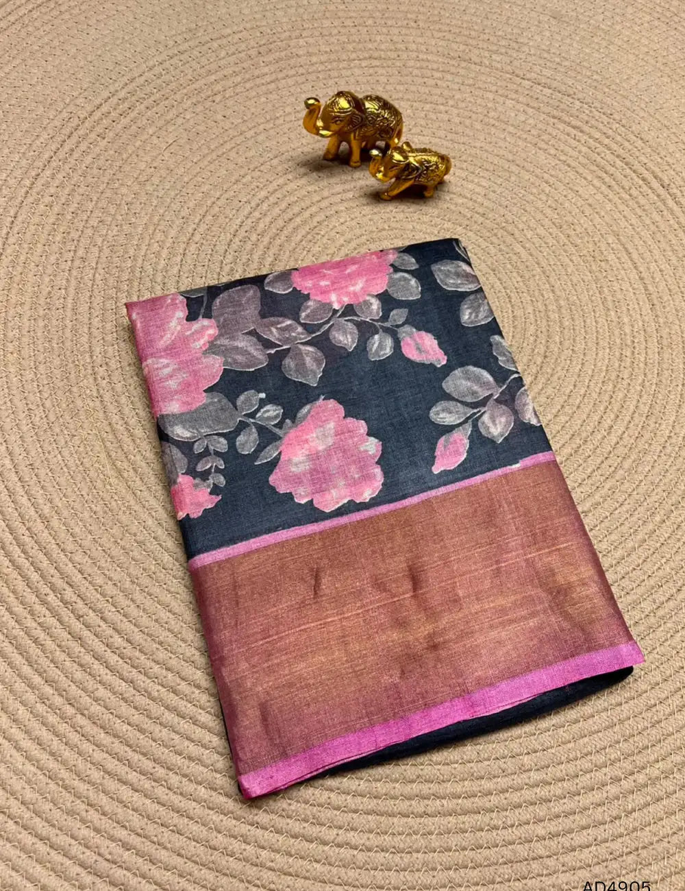 Black & Pink - Pure Desi Tussar Saree