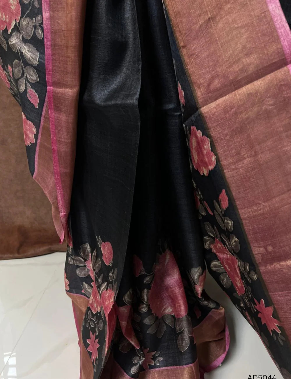 Black & Pink - Pure Desi Tussar Saree