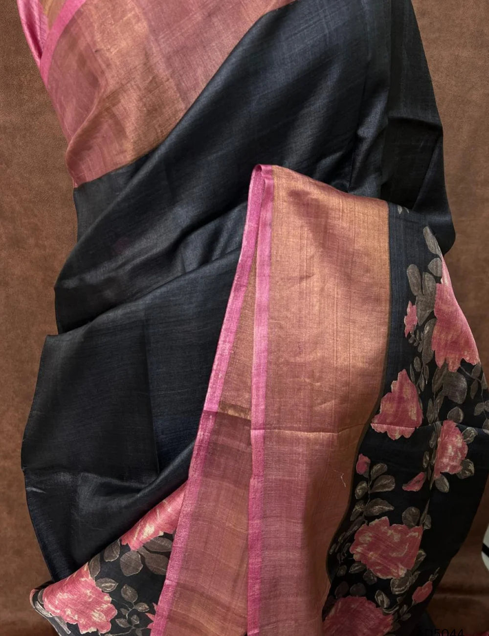 Black & Pink - Pure Desi Tussar Saree