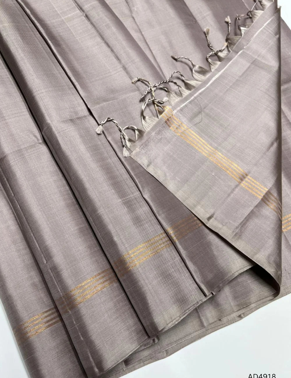 Grey - Plain Soft Silk Saree