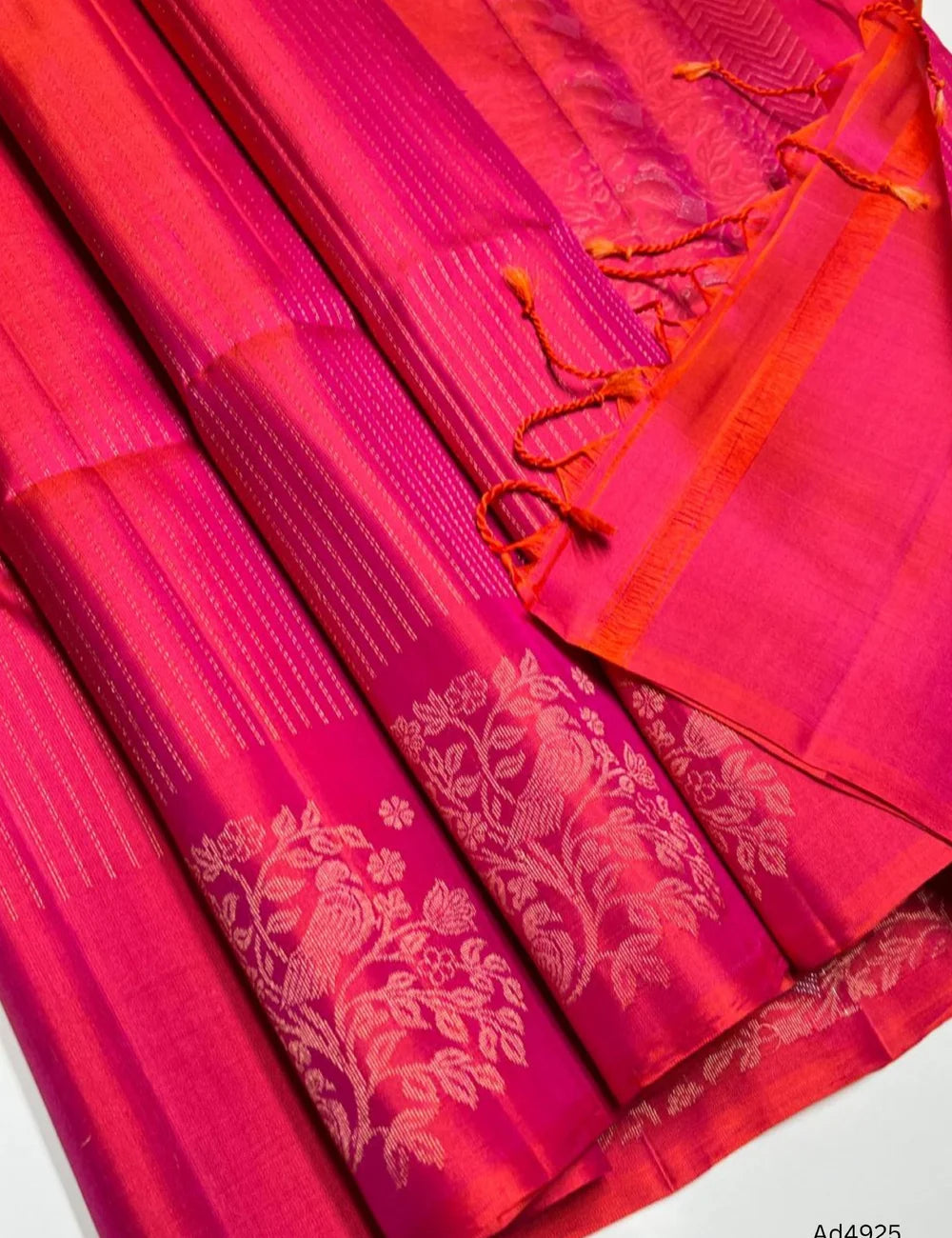 Orangish Pink - Vairaoosi Fancy Border Soft Silk Saree