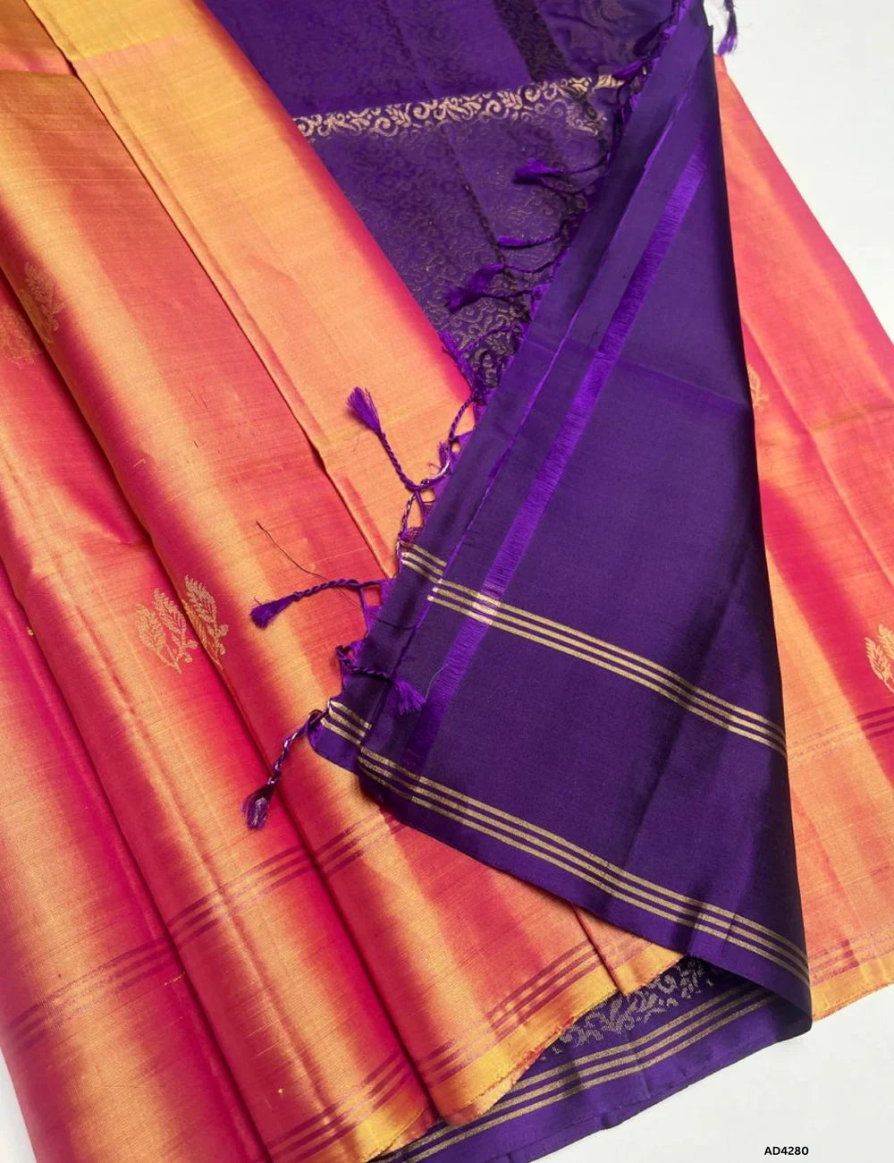 Dual Tone Gold & Purple - Soft Silk Saree