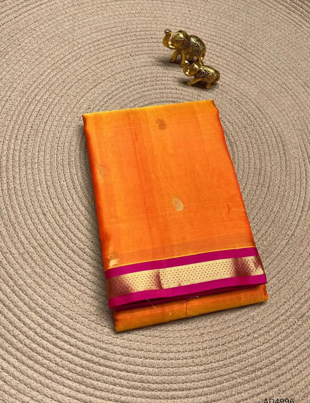 Orange & Pink - Kanchi Border Soft Silk Saree