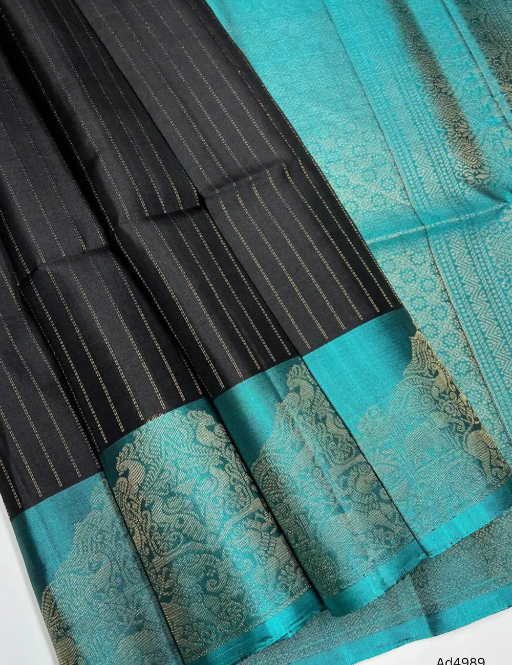 Black & Rama Blue - Vairaoosi Fancy Border Soft Silk Saree