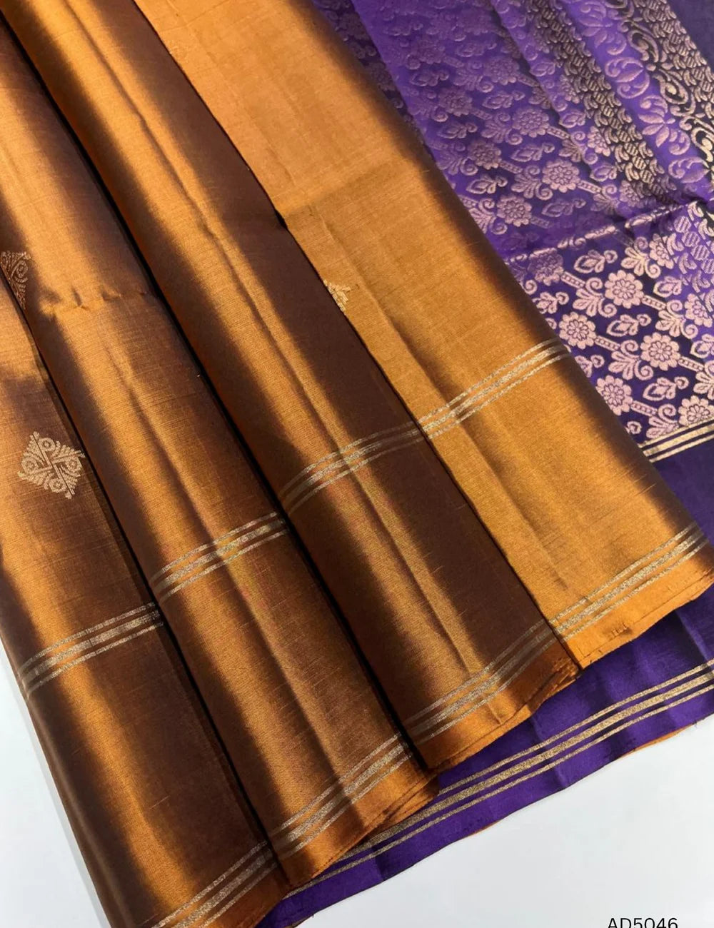 Chocolate & Purple - Soft Silk Saree
