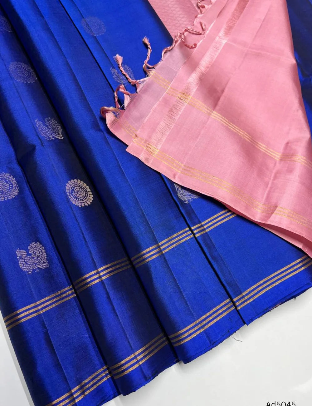 Blue & Pink - Soft Silk Saree