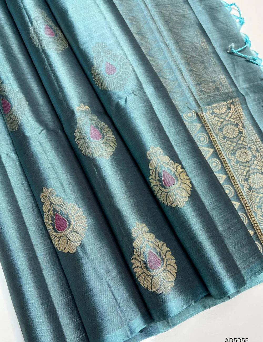 Cadet Blue - Soft Silk Saree