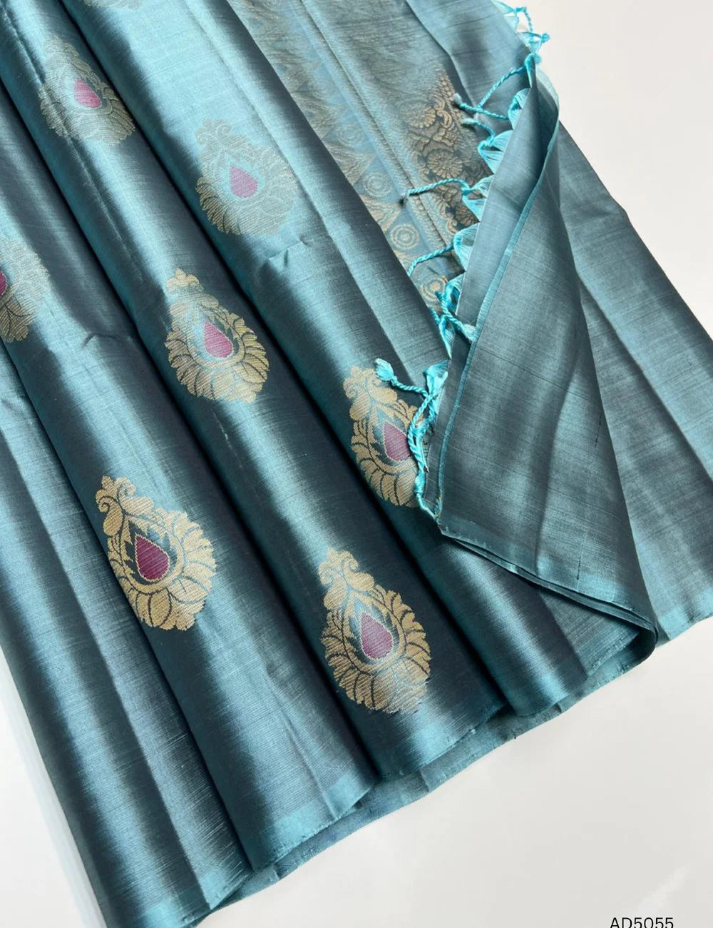 Cadet Blue - Soft Silk Saree