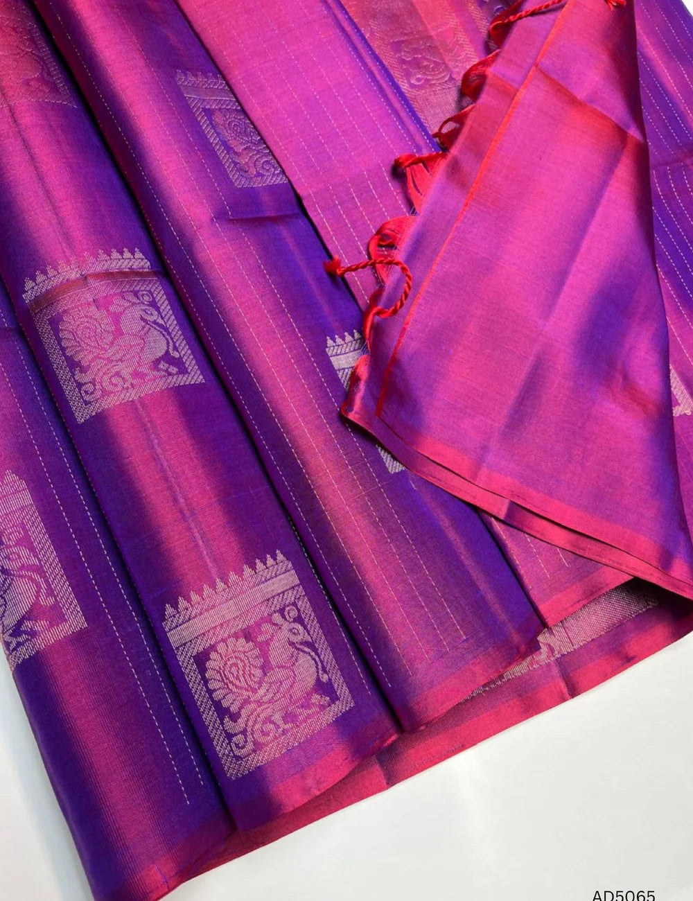 Dual Tone Magenta - Soft Silk Saree