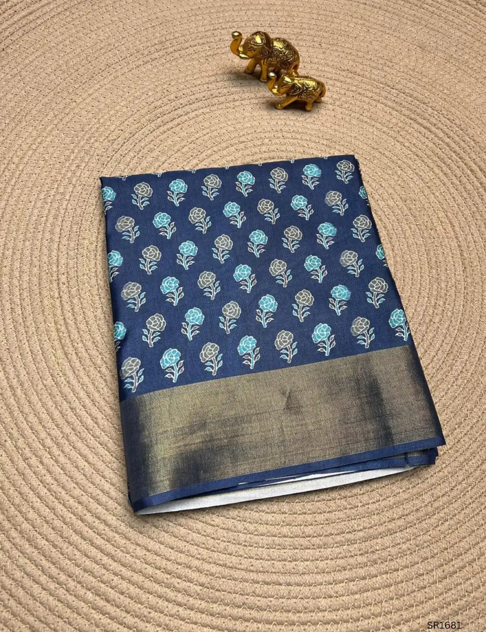 Bluish Grey - Semi Tussar Saree