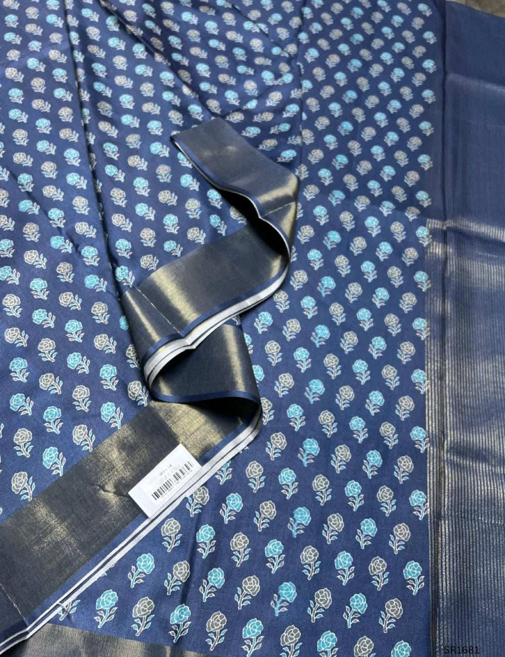Bluish Grey - Semi Tussar Saree