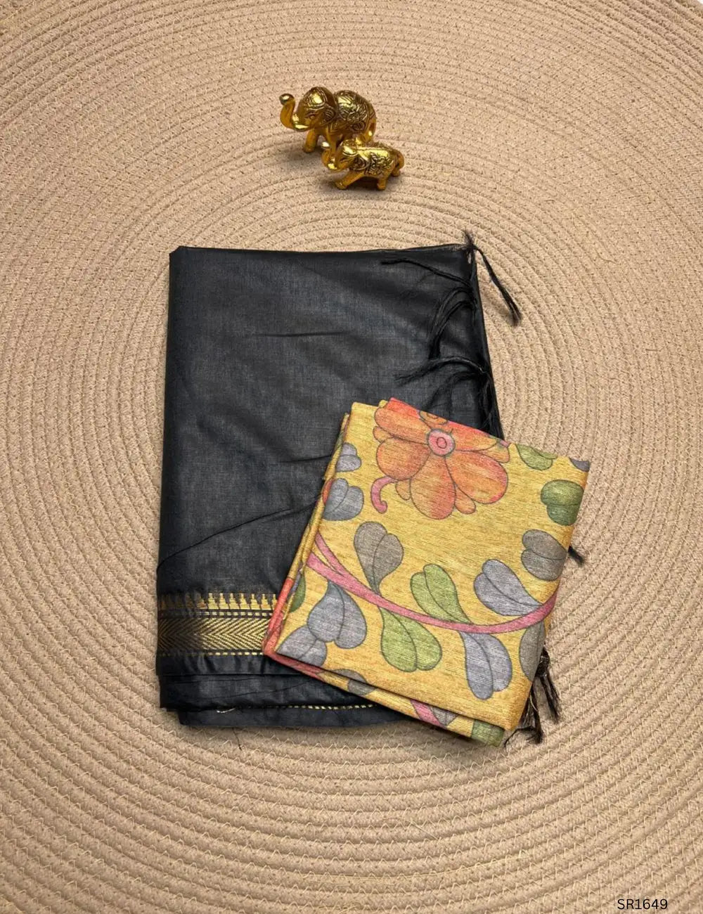 Black - Moonga Silk Saree