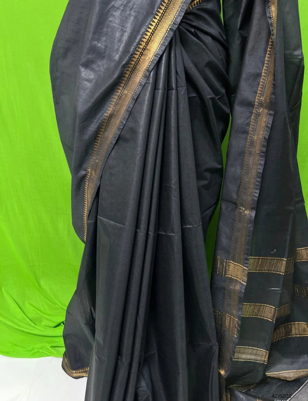 Black - Moonga Silk Saree