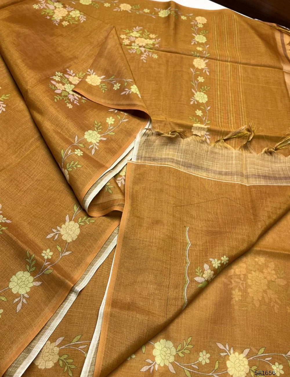 Mustard - Tissue Linen Saree