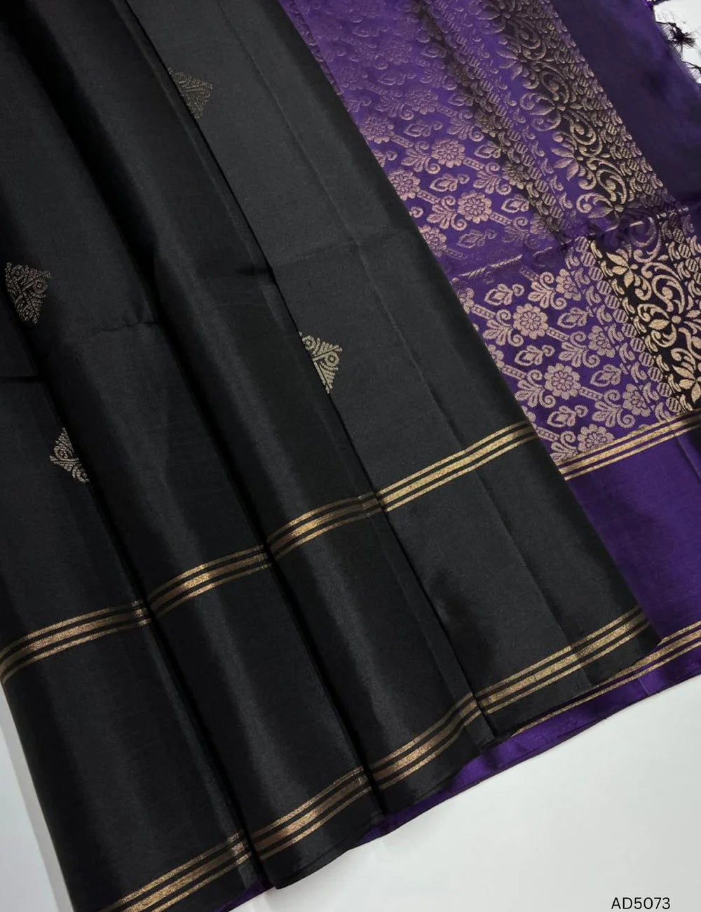 Black & Purple - Soft Silk Saree
