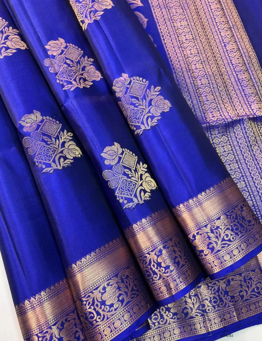 Royal Blue - Kanchi Border Soft Silk Saree Minor Damage
