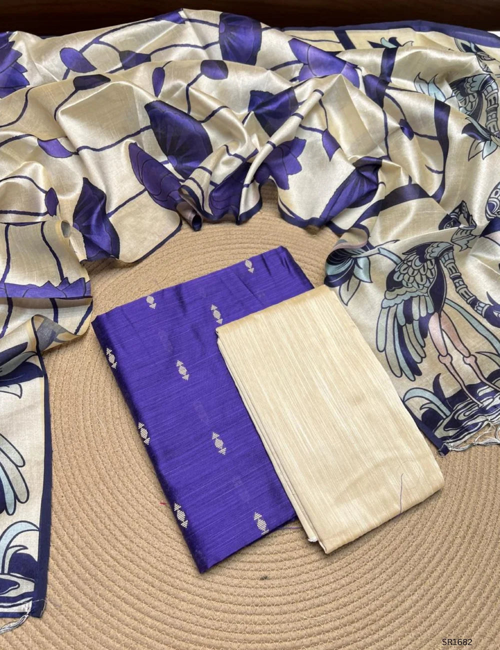 Purple - Raw Silk Unstiched Suit 3 Pc Set