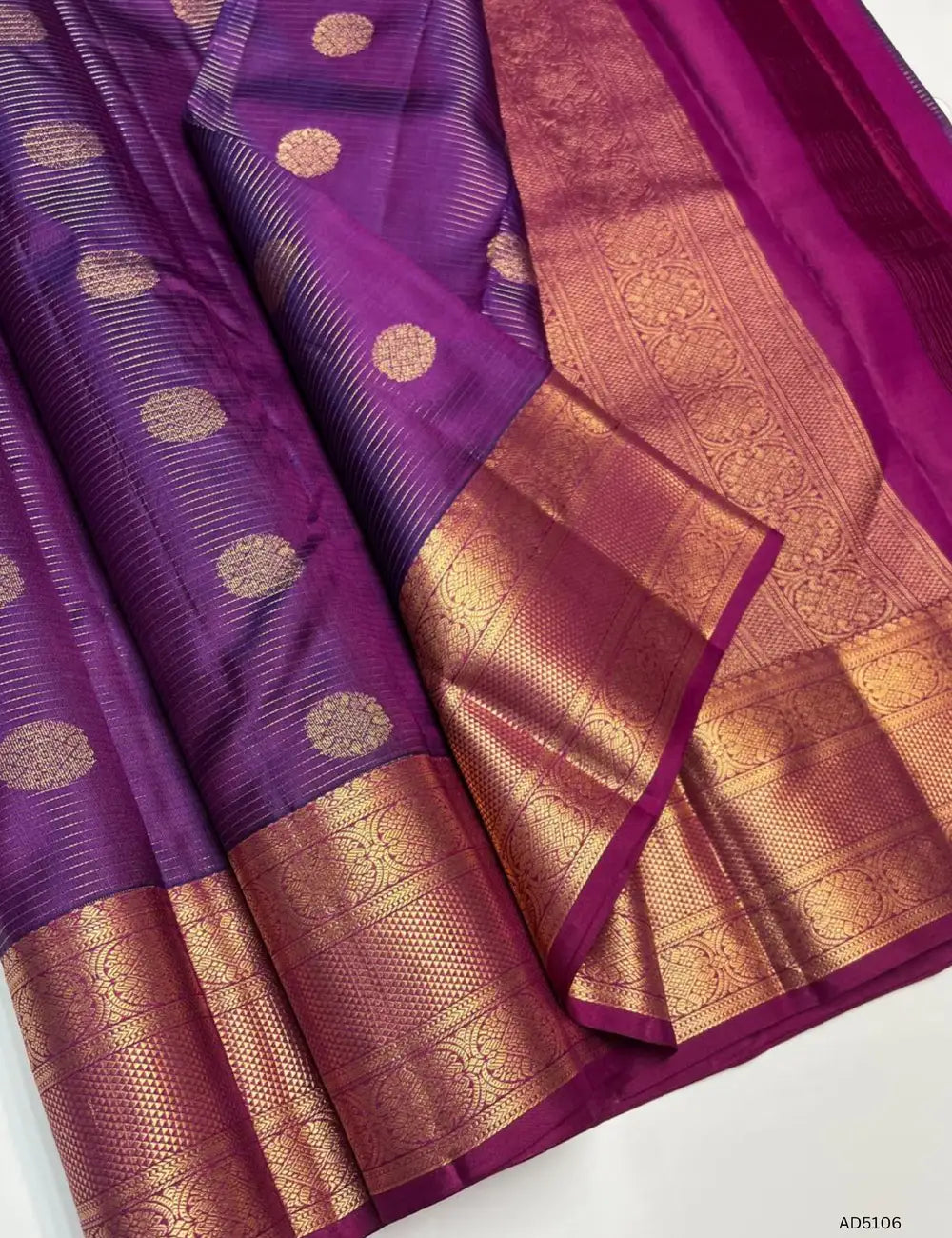 Purple - Kanchi Border Soft Silk Saree