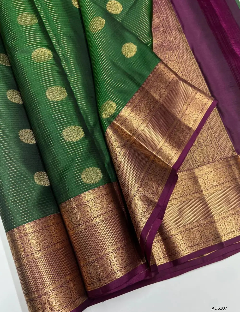 Green & Magenta Pink - Kanchi Border Soft Silk Saree