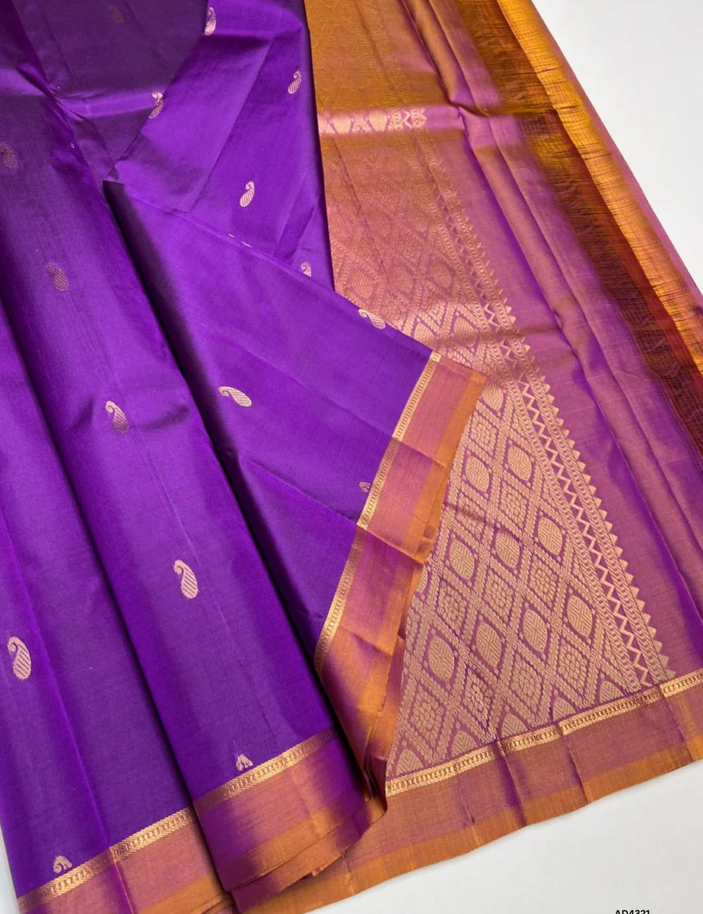 Purple & Apricot - Soft Silk Saree