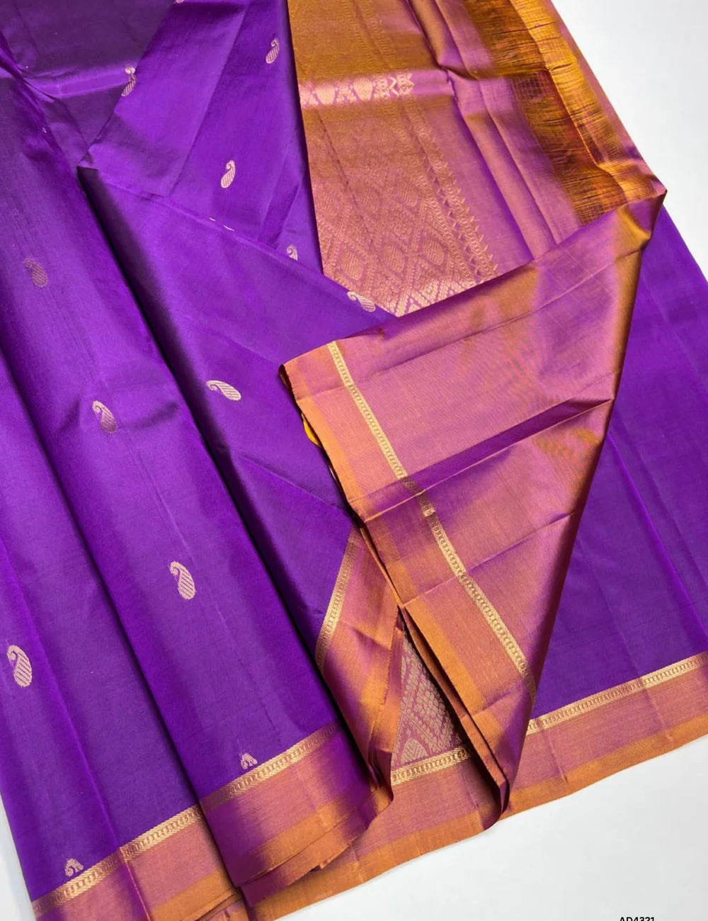 Purple & Apricot - Soft Silk Saree