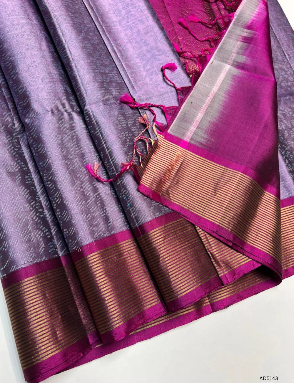 Lilac & Dual Tone Pink - Soft Silk Bridal Saree