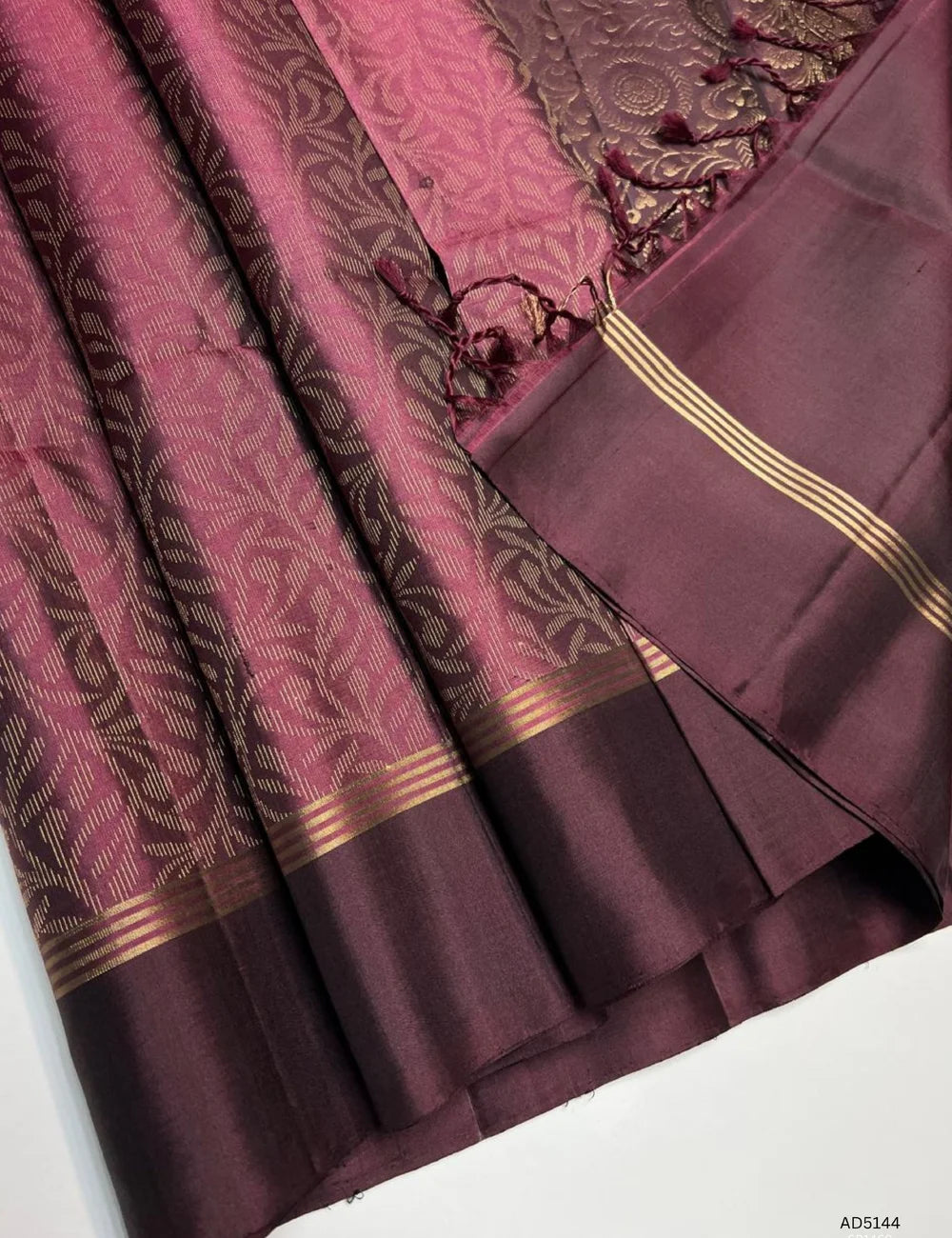 Plum & Coffee Brown - Soft Silk Bridal Saree