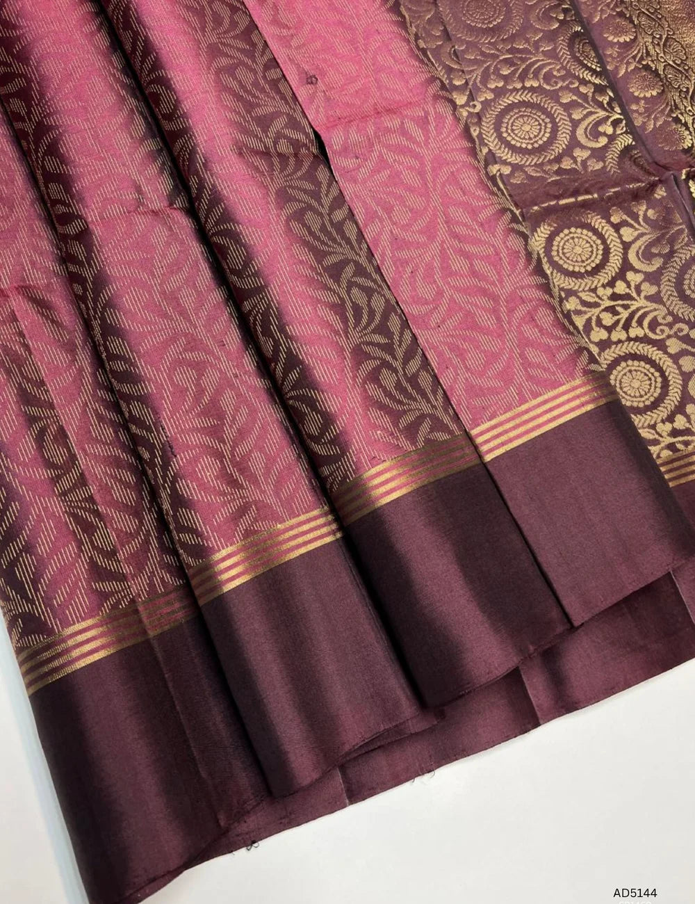 Plum & Coffee Brown - Soft Silk Bridal Saree