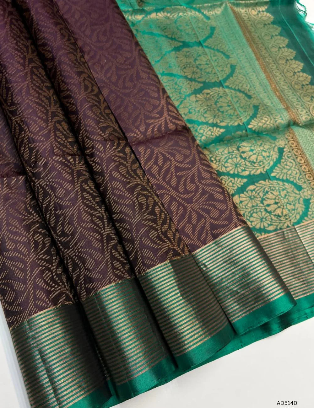 Coffee Brown - Soft Silk Bridal Saree