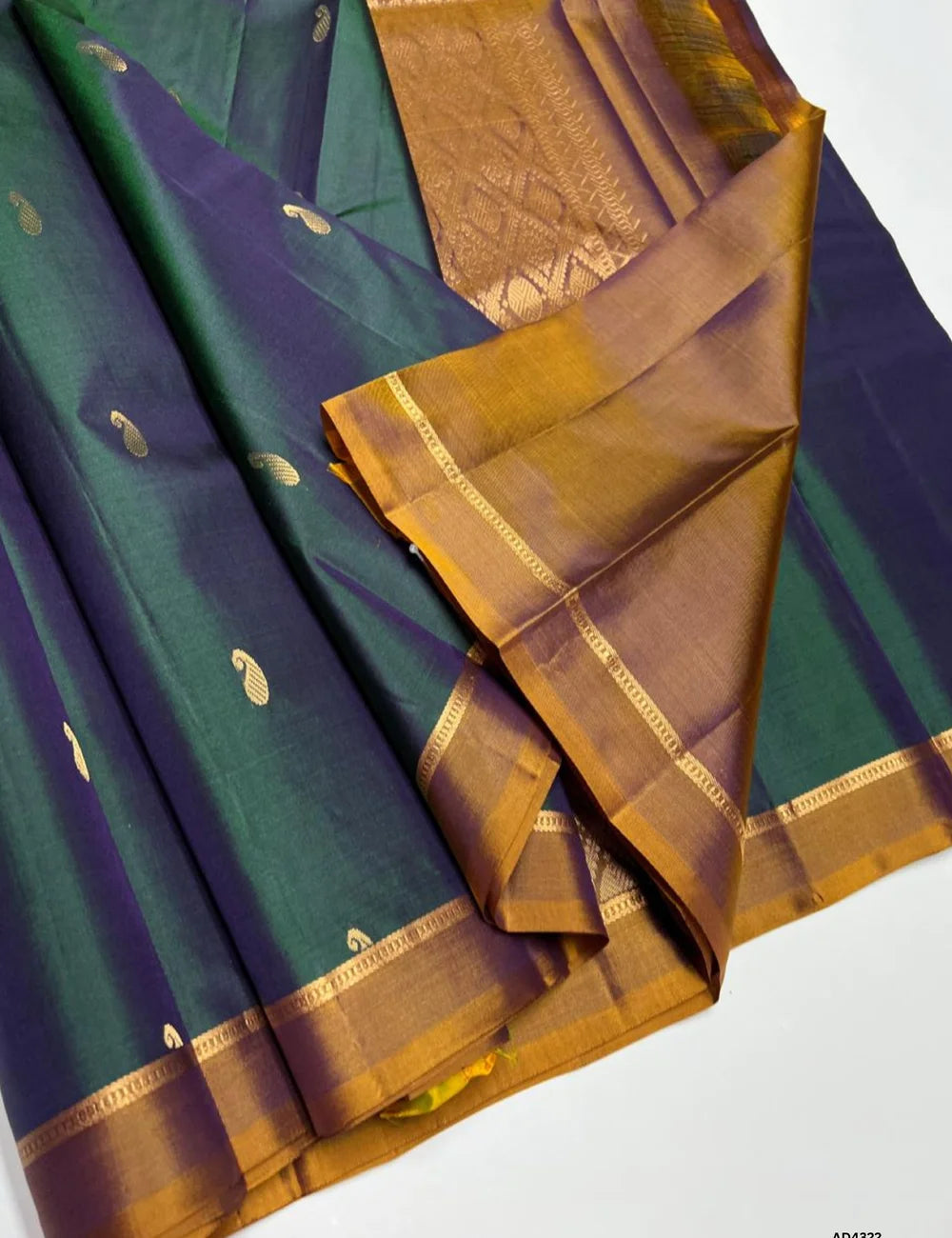 Dual Tone Green & Brown - Soft Silk Saree