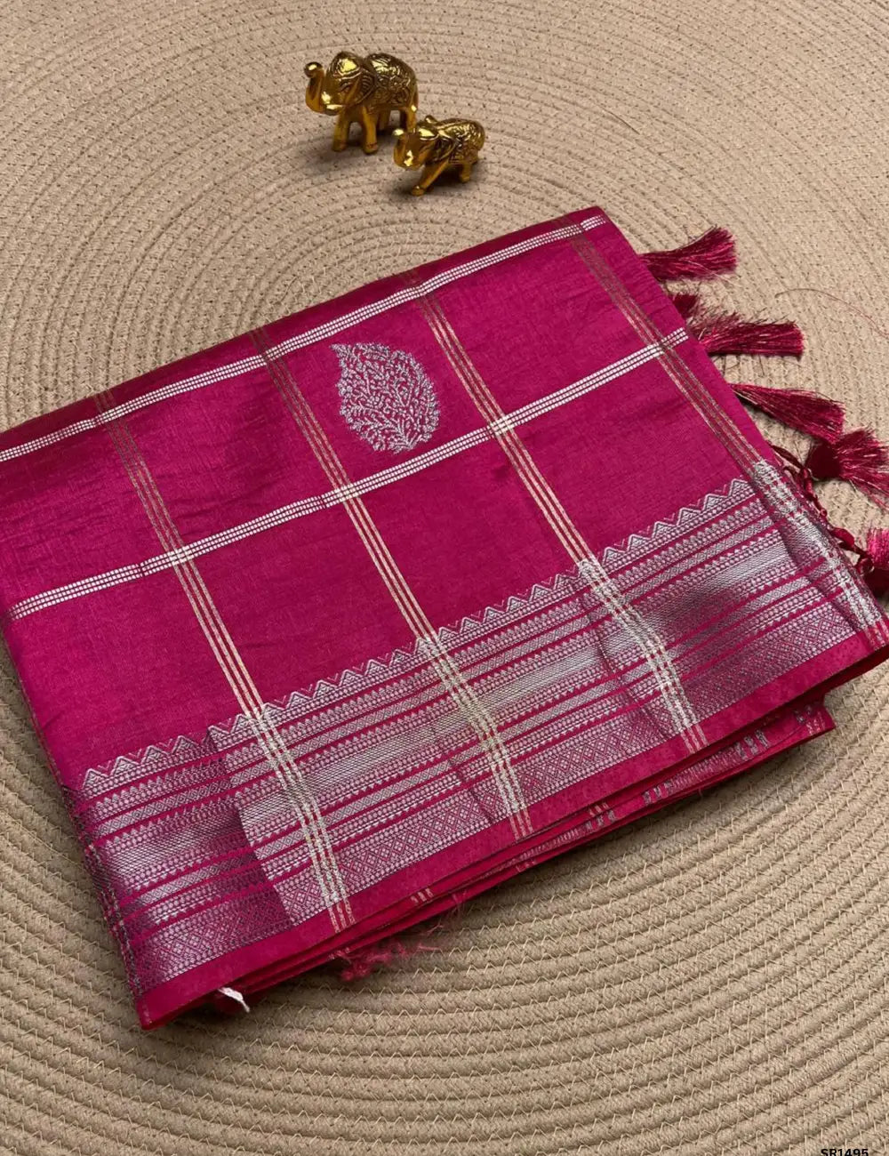 Rani Pink - Semi Tussar Saree
