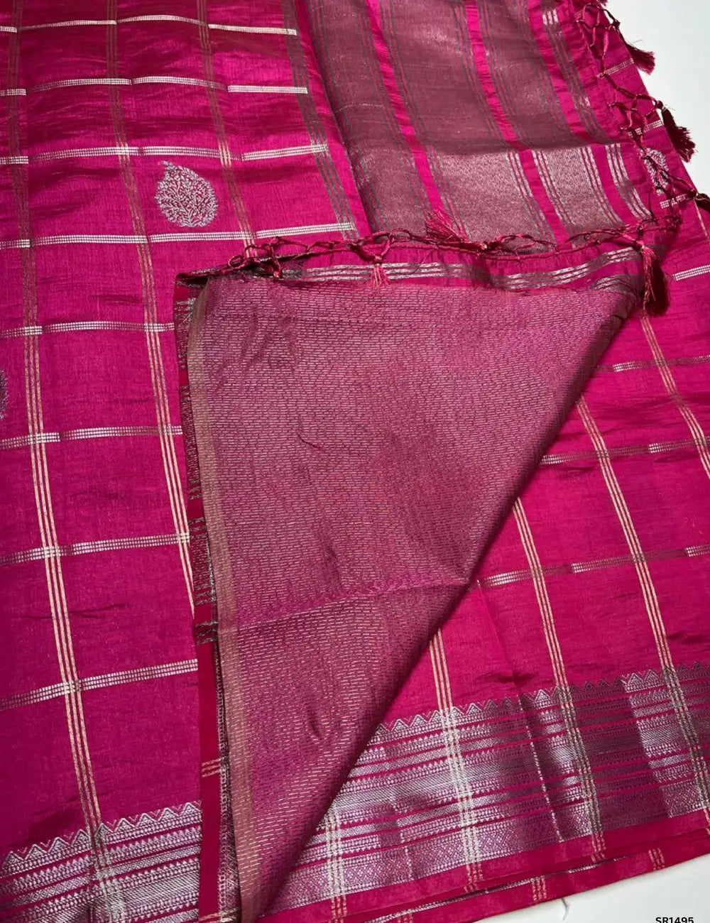 Rani Pink - Semi Tussar Saree