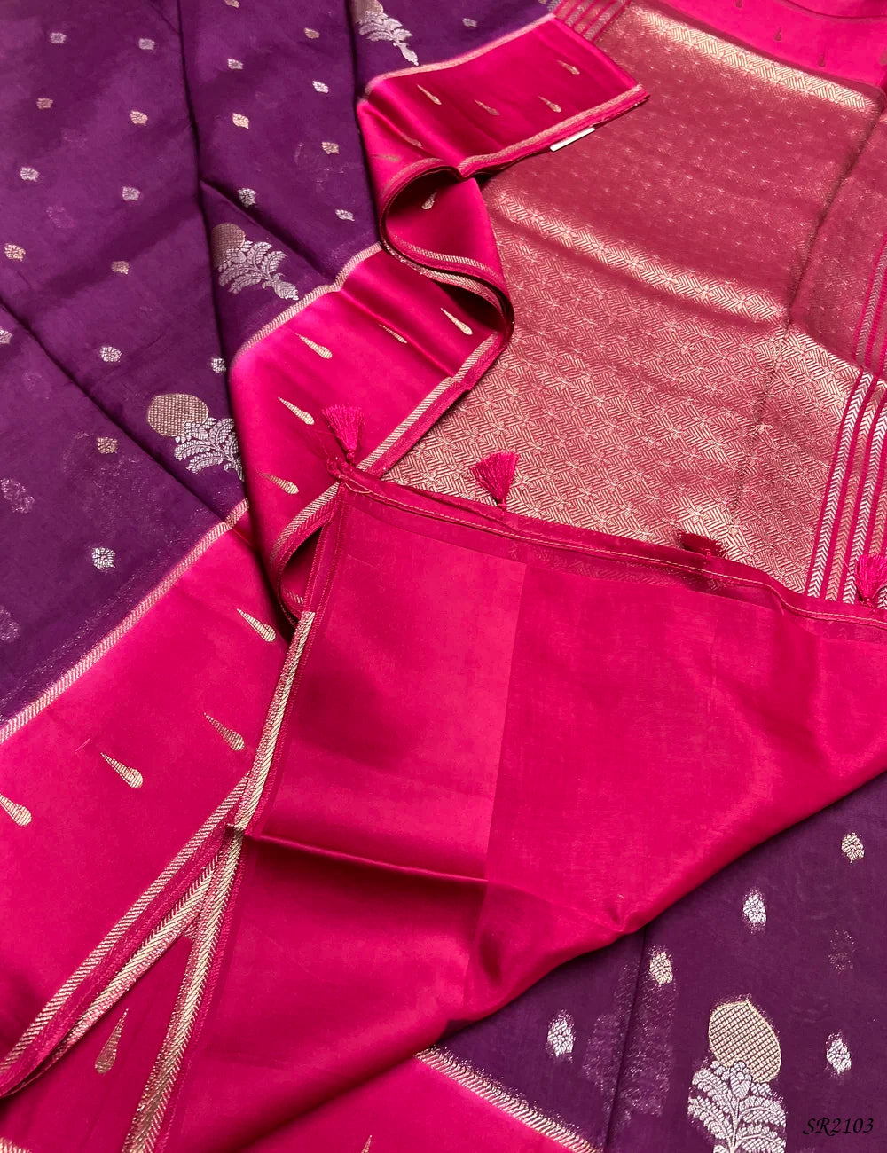 Grape & Pink - Viscose Silk Saree -