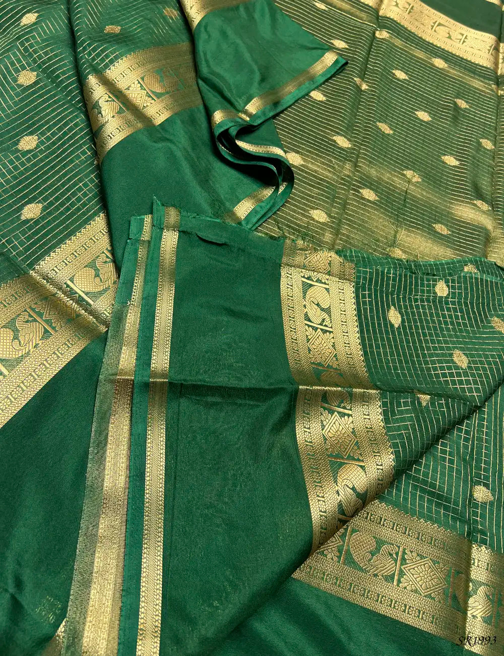 Green - Mysore Crepe Saree -