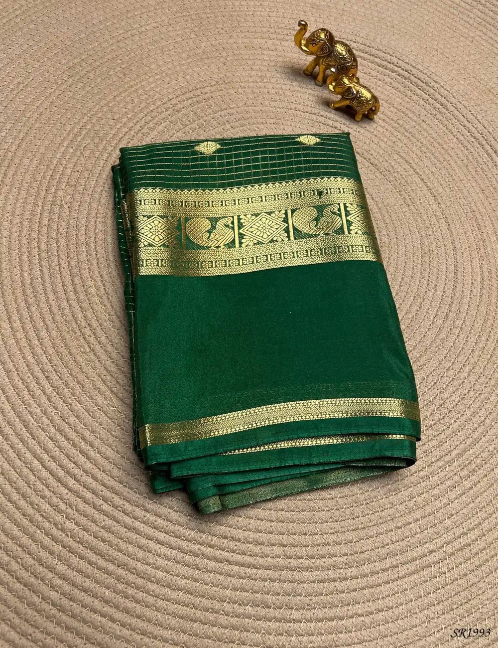 Green - Mysore Crepe Saree Front View