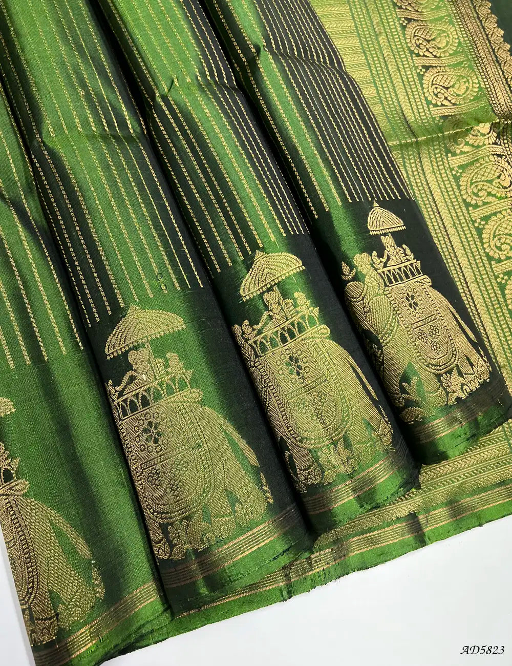 Green - Vairaoosi Fancy Border Soft Silk Saree Front View