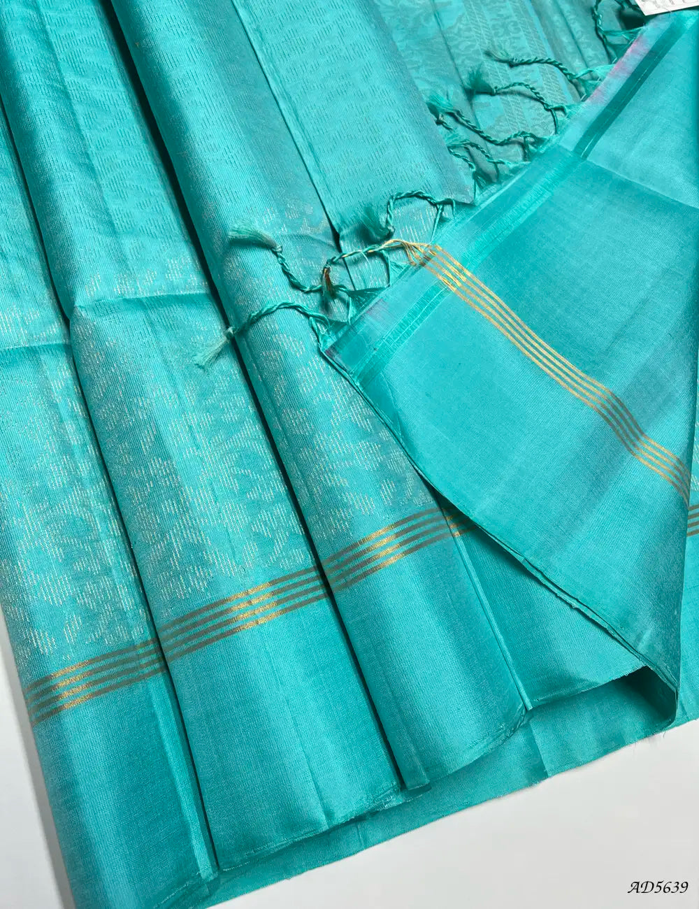 Ice Blue - Soft Silk Bridal Saree Pallu View