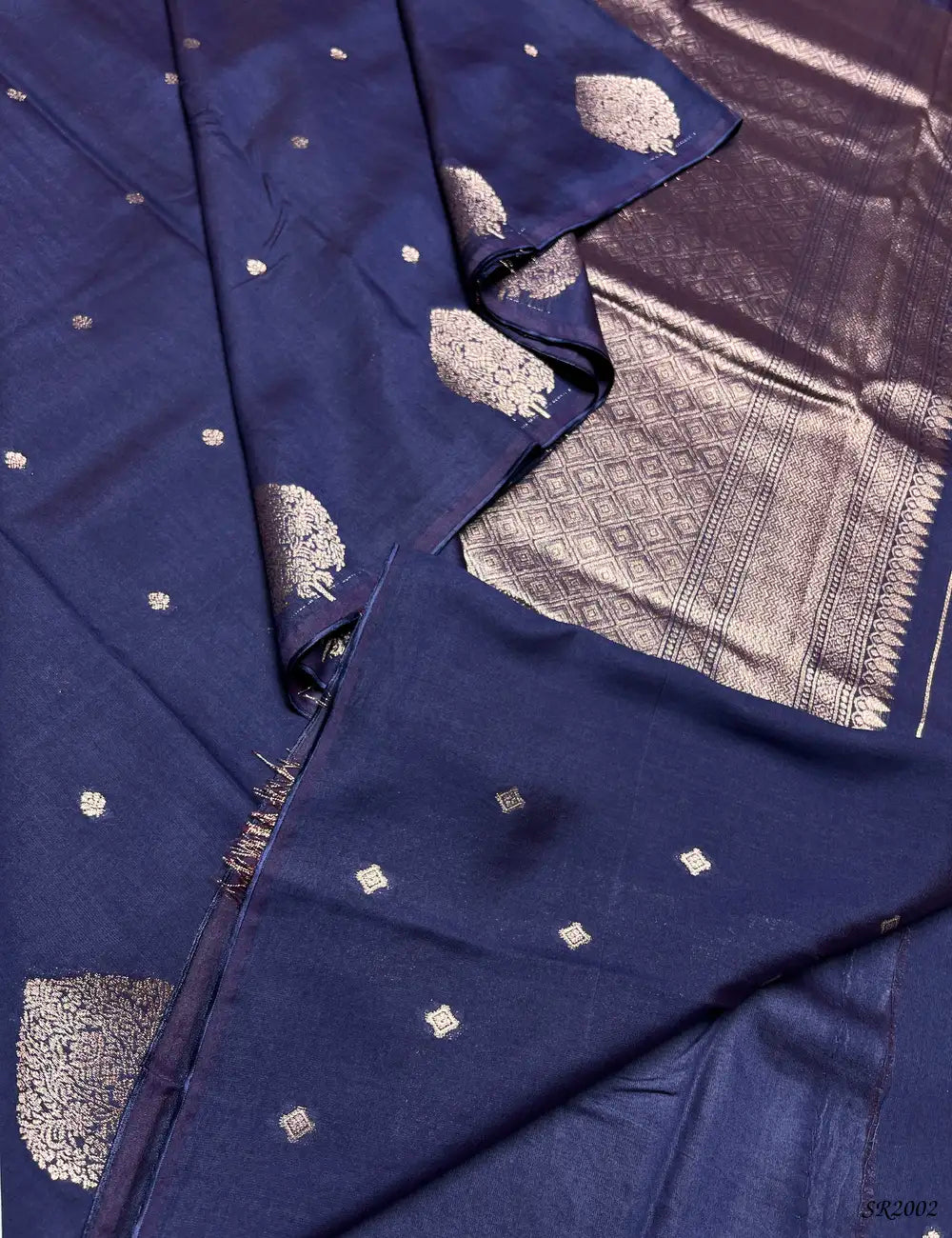 Ink Blue - Viscose Georgette Saree -