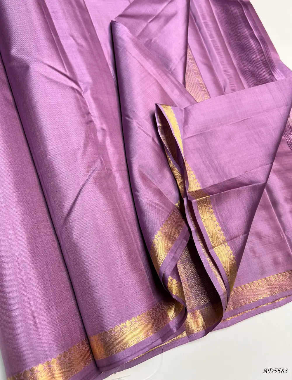 Lavender - Plain Kanchi Border Soft Silk Saree Pallu View