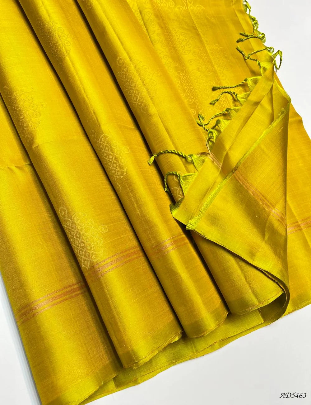 Lime Yellow - Kolam Soft Silk Saree -