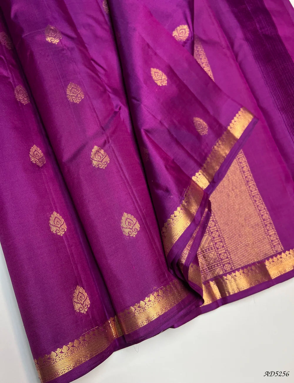 Magenta - Kanchi Border Soft Silk Saree Front View