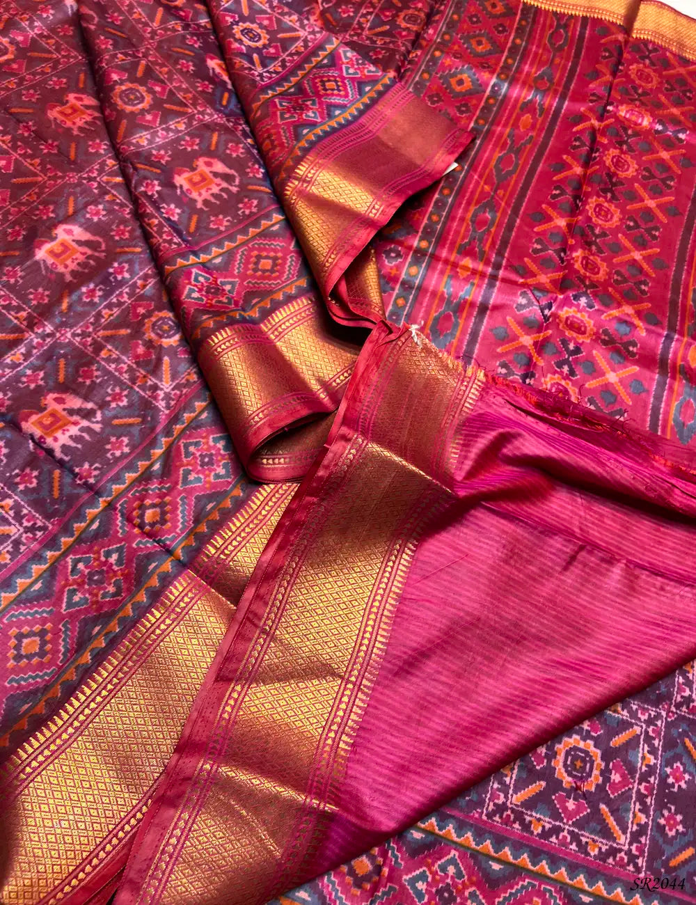 Magenta - Semi Patola Saree -