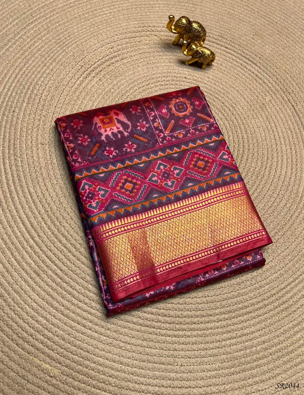 Magenta - Semi Patola Saree Front View