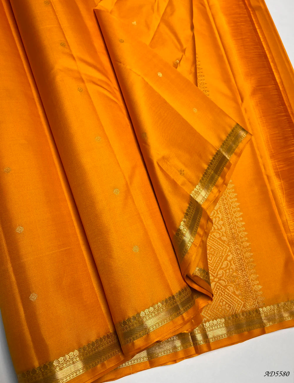 Mango Yellow - Kanchi Border Soft Silk Saree Front View