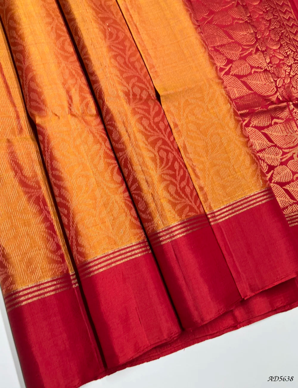 Mango Yellow & Maroon - Soft Silk Bridal Saree Front View