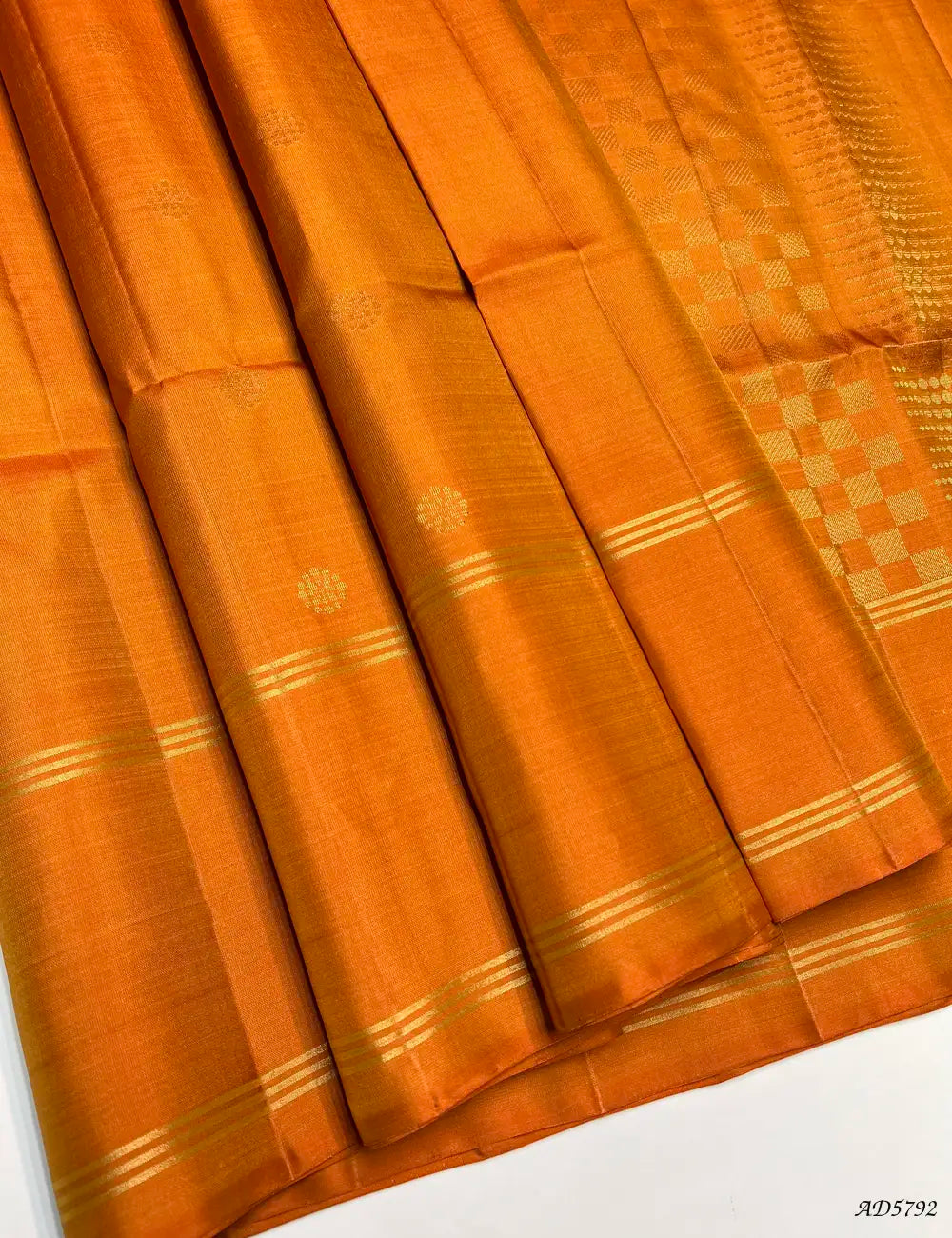 Marmalade Orange - Soft Silk Saree Front View