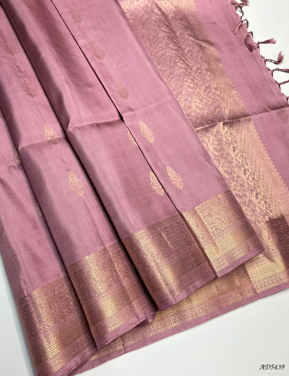 Mauve Pink - Kanchi Border Soft Silk Saree Front View