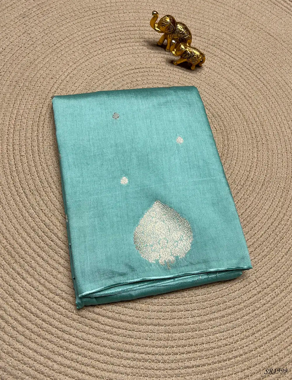 Mint Green - Viscose Georgette Saree Front View