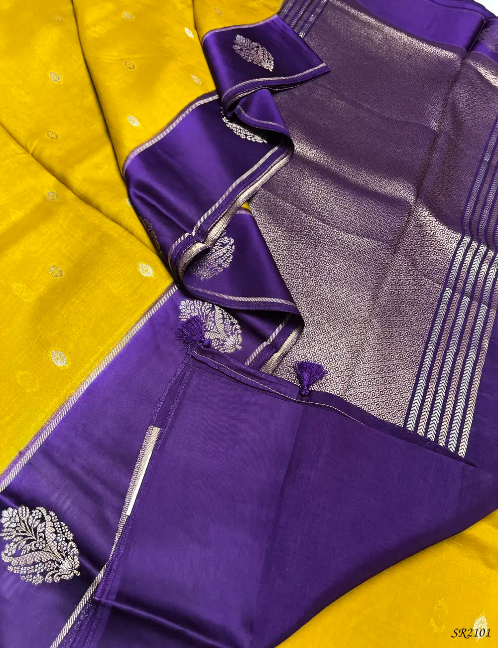 Mustard & Purple - Viscose Tussar Saree -